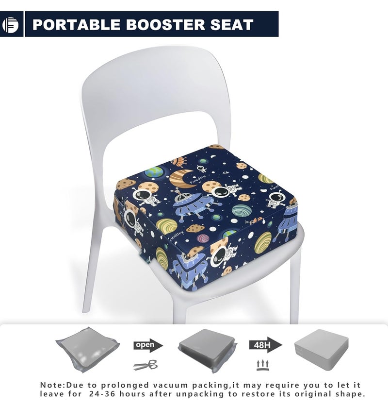 Funcority Toddler Booster Seat for Dining Table, Portable Booster Seat for Kitchen Chair, 4 Inch High-Density Foam Cushion with Adjustable Safety Straps and Non-Slip Bottom, Perfect for Kids Travel and Daily - Image 4